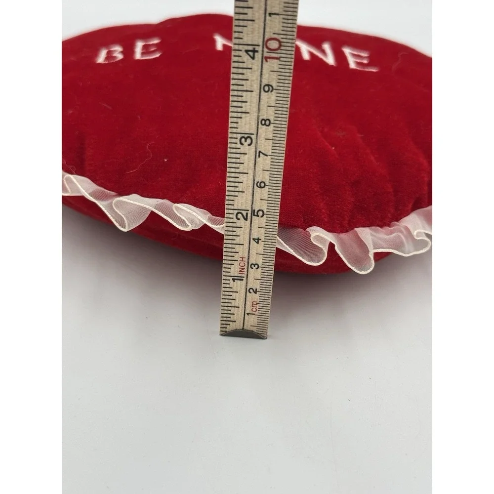 Vintage Be Mine Heart Pillow With White Trim